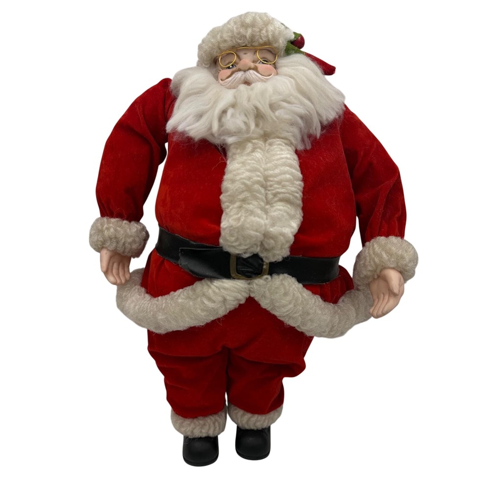 Vtg 80s Santa Claus Doll Figurine Classic Christmas Decor Standing‎ Plush Lg 18"
